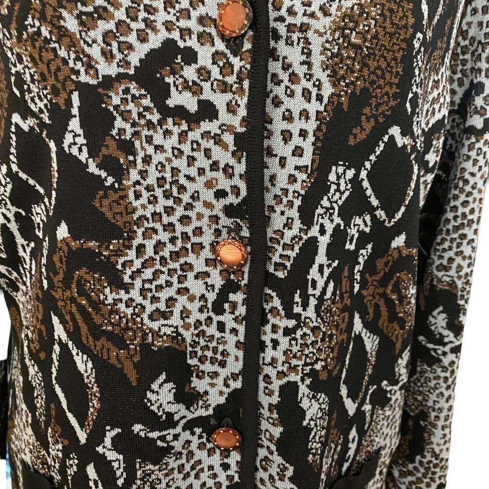 Misook Blue Black Jacket Tank Set Size Medium Knit reptile animal print blazer - Picture 7 of 16